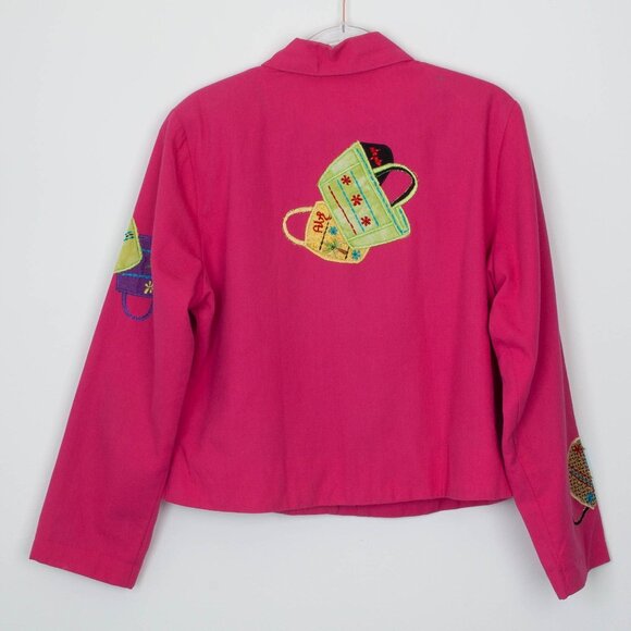 Vintage Anage Womens Purse Patchwork Button Front Jacket‎ Size L Cotton Artsy - Picture 6 of 9